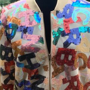 Sequin Letter Bomber Jacket..Last One more than 50% off.